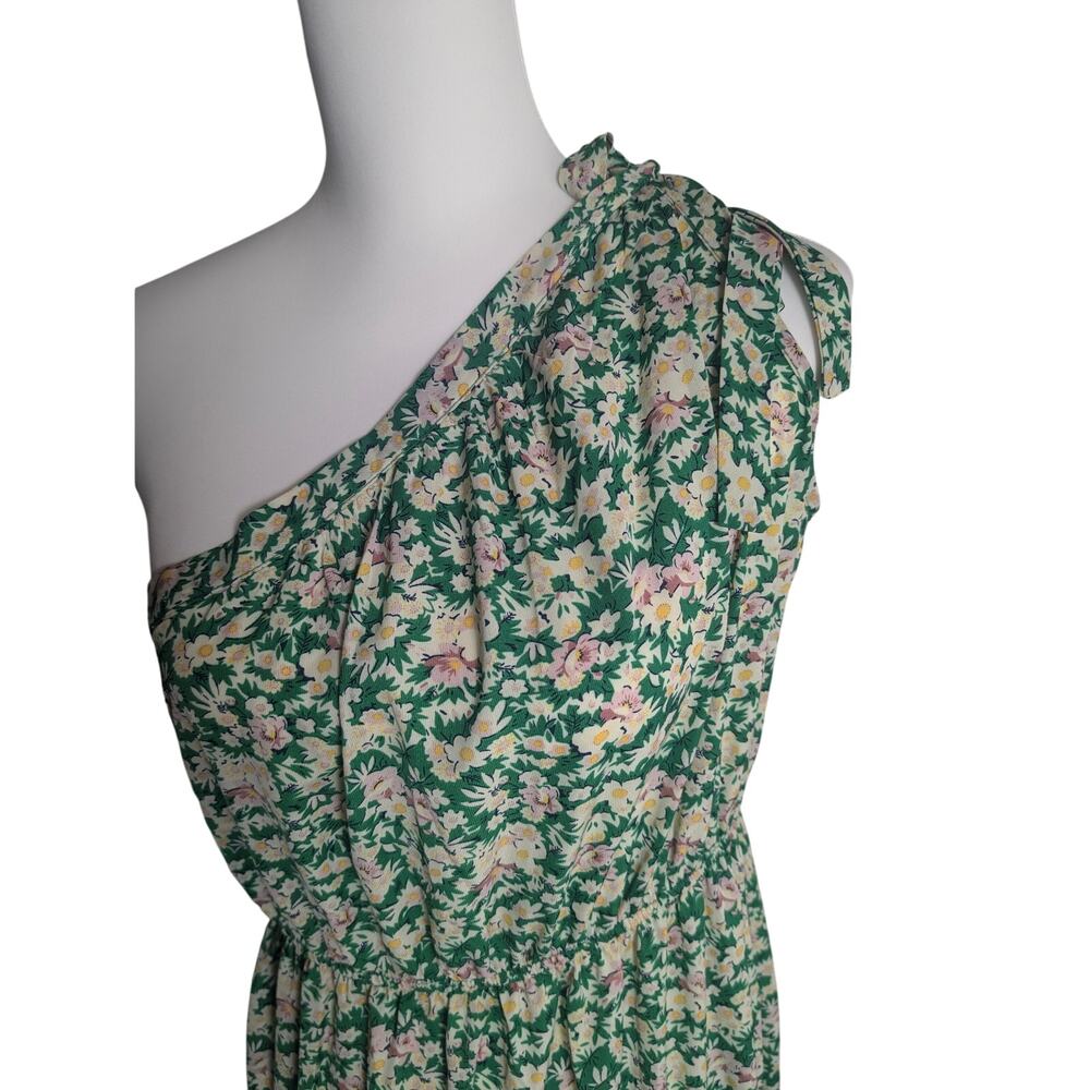 Pretty Garden Dress Floral Knot Shoulder Sleeveless Ruffle Flowy Boho Size Large